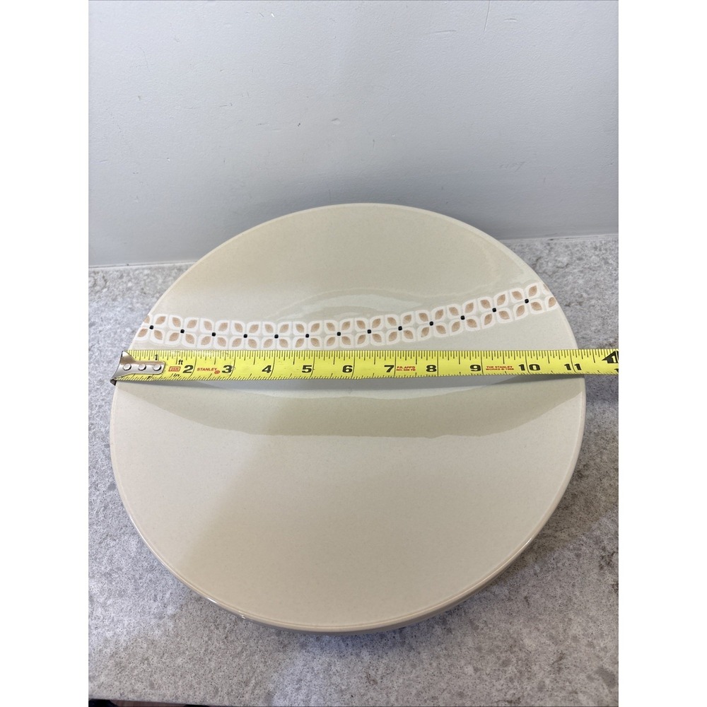 Pfaltzgraff Westside Dinner Plates Cream Flowers Dots on Taupe - Set Of 4 EUC - Picture 11 of 11